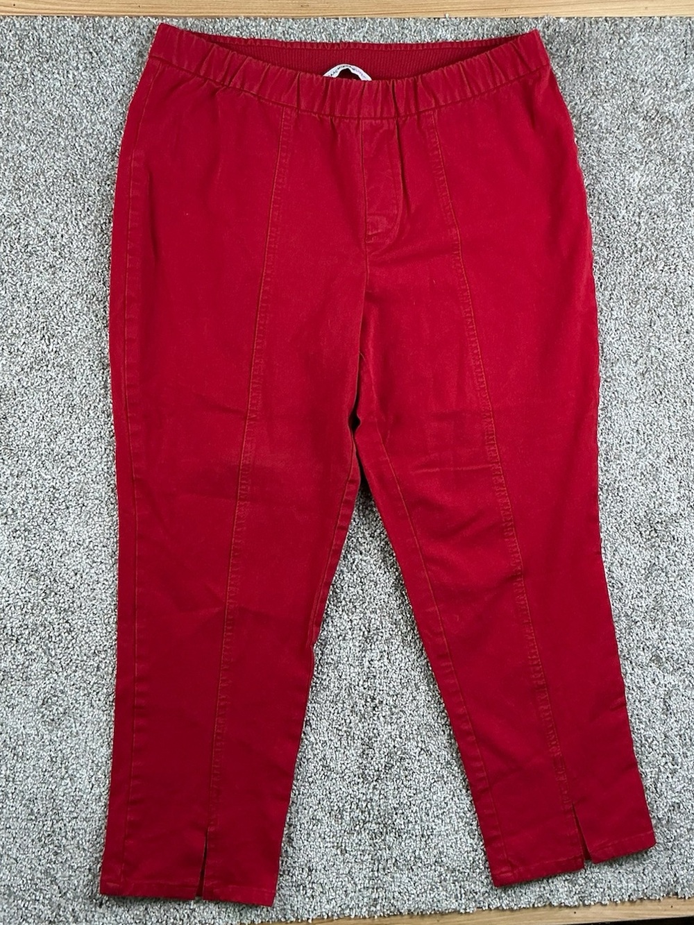 Isaac Mizrahi Bright Red Ankle Slit Pants